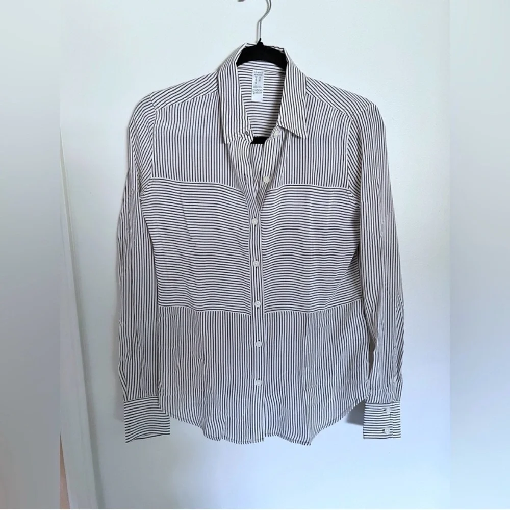 Spanx Washable Silk Long-Sleeve Shirt in Cedar/True Ivory Size Medium - Picture 5 of 8